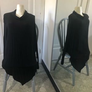 Beautiful black asymmetrical blouse with cowl neck